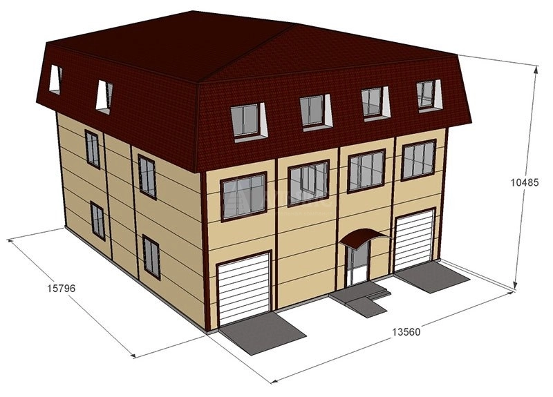 3D визуализация Трёхэтажный магазин из сэндвич-панелей - фото 1